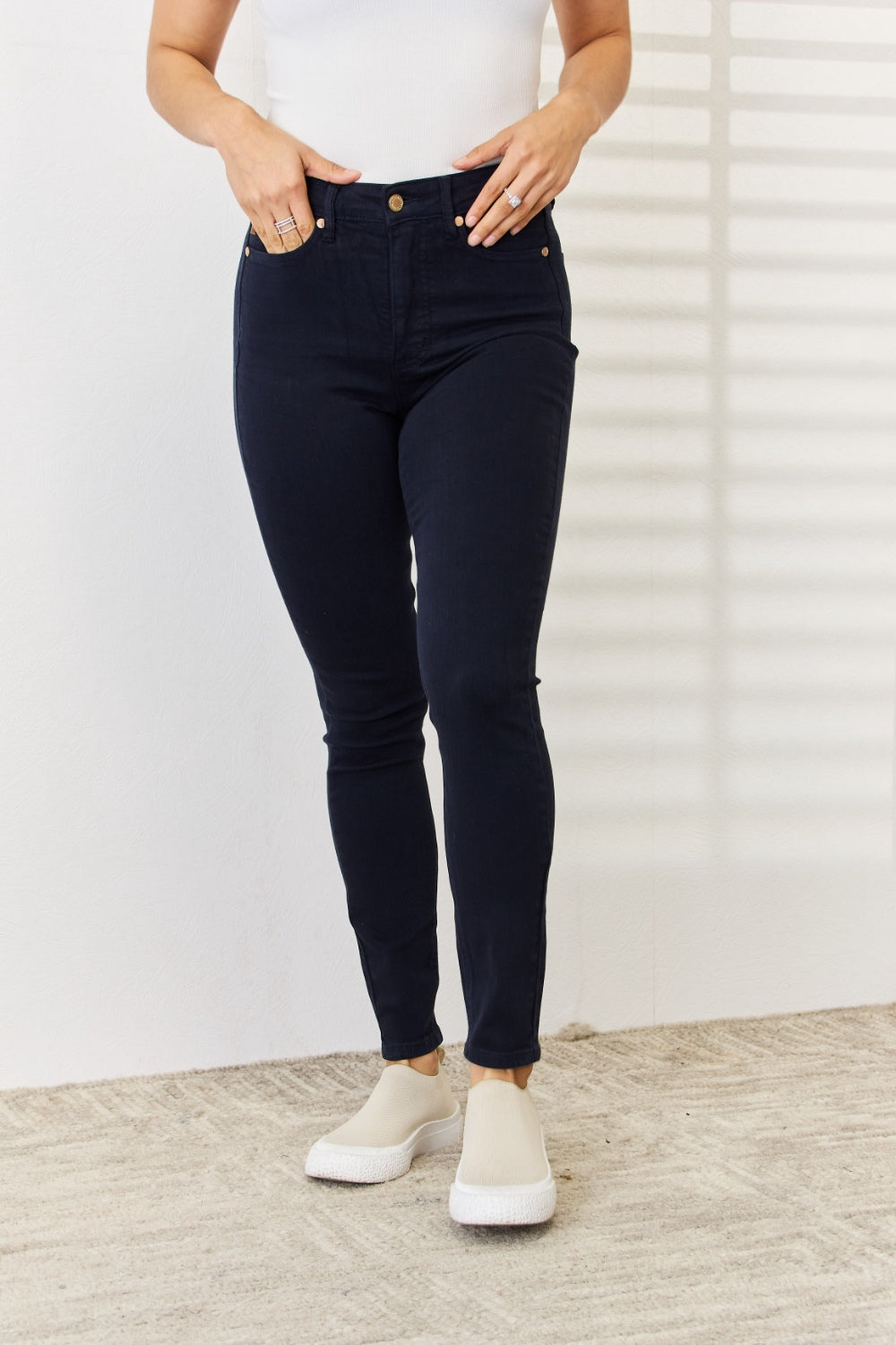 Judy Blue Full Size Garment Dyed Tummy Control Skinny Jeans - UrbanEthereal