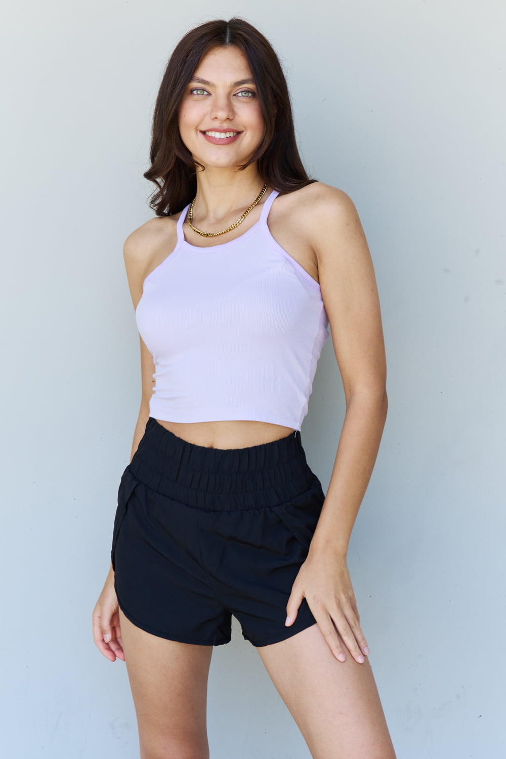 Ninexis Everyday Staple Soft Modal Short Strap Ribbed Tank Top in Lavender - UrbanEthereal