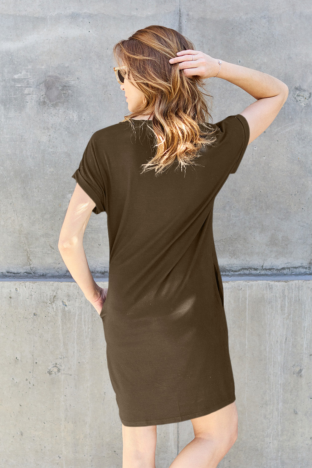 Basic Bae Full Size Round Neck Short Sleeve Dress with Pockets - UrbanEthereal