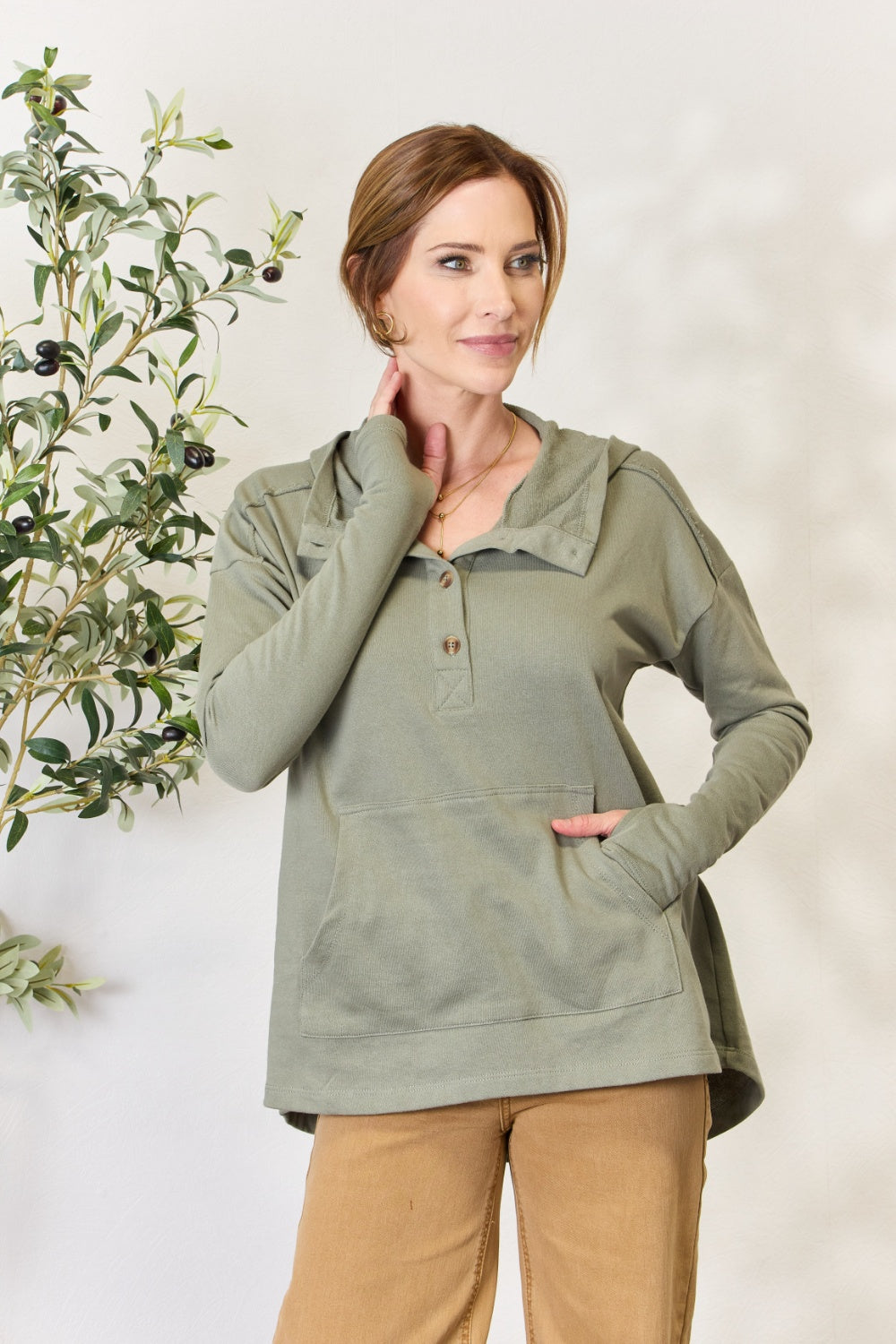 Culture Code Full Size Half Button Hoodie - UrbanEthereal
