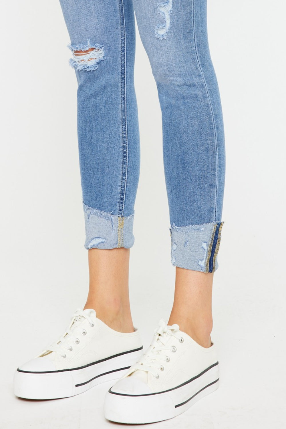 Kancan Distressed Cat's Whiskers Button Fly Jeans - UrbanEthereal