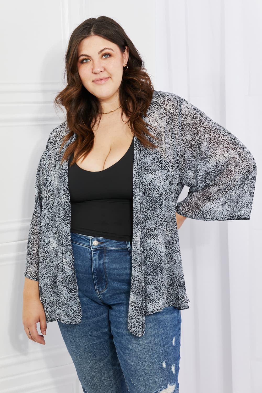 Melody Full Size Snake Print Chiffon Kimono - UrbanEthereal