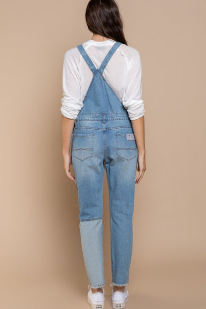 POL Front Chest Zipper Slim Leg Denim Overalls - UrbanEthereal