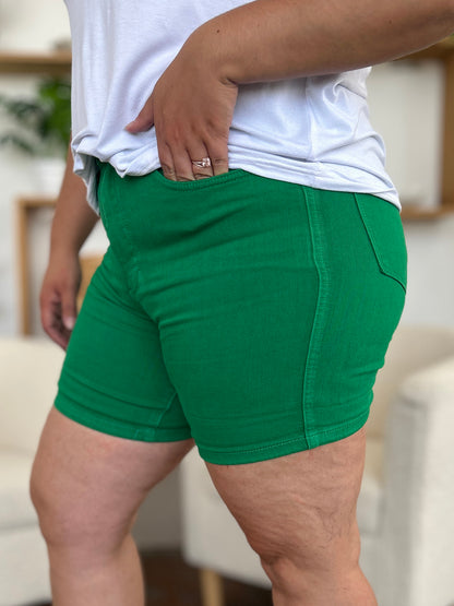 Judy Blue Full Size Tummy Control Garment Dyed Denim Shorts - UrbanEthereal