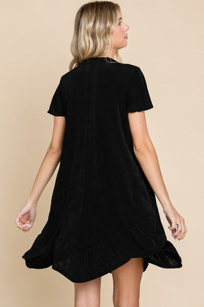 Culture Code Full Size Short Sleeve Ruffled Asymmetric Hem Dress - UrbanEthereal