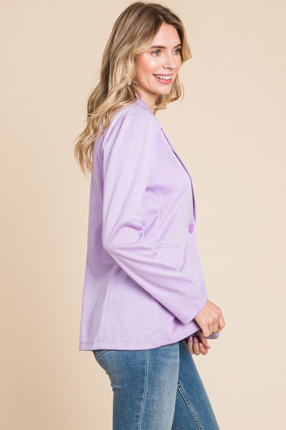 Culture Code Button Up Long Sleeve Slit Blazer - UrbanEthereal