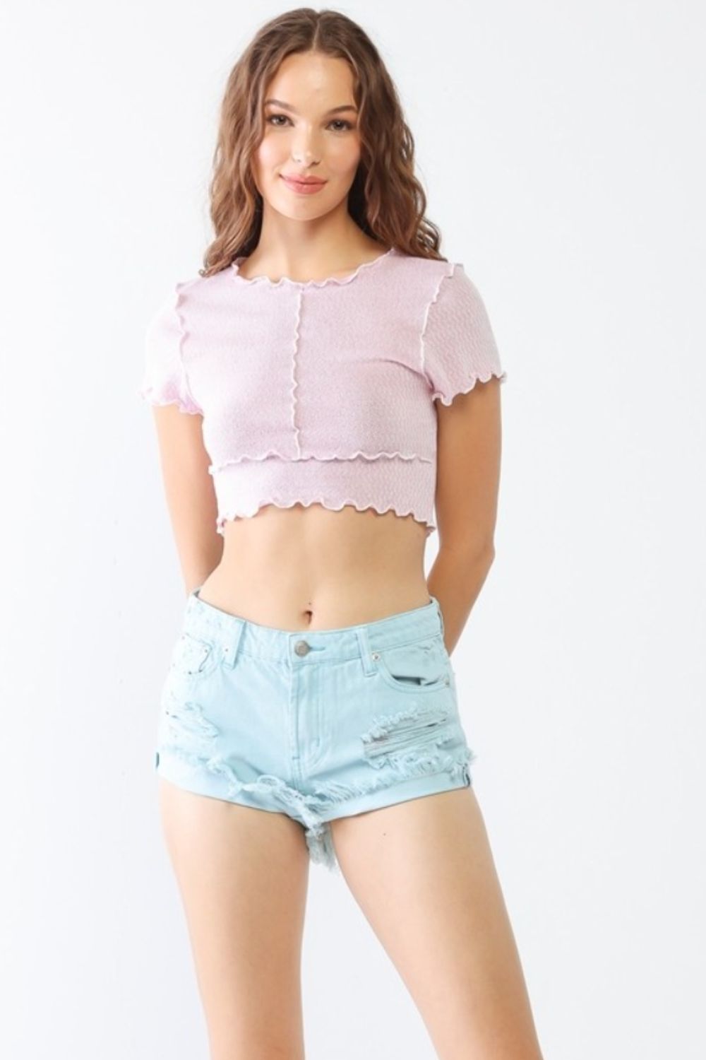 LITZ LA Distressed Ripped Denim Shorts - UrbanEthereal