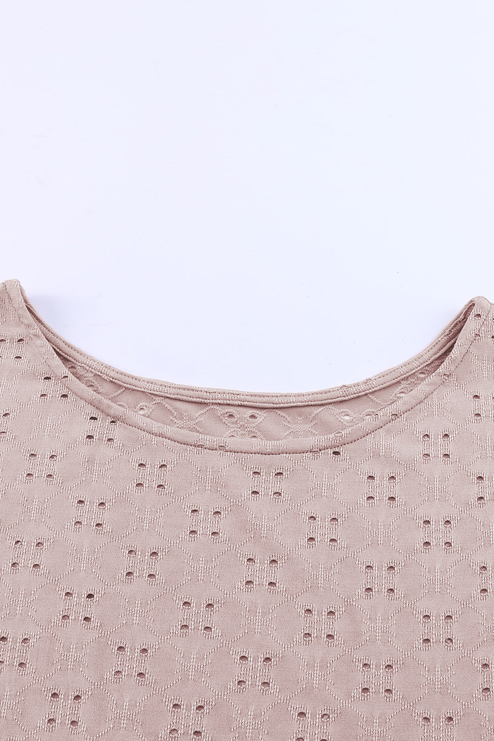 Plus Size Eyelet Round Neck Short Sleeve Blouse - UrbanEthereal