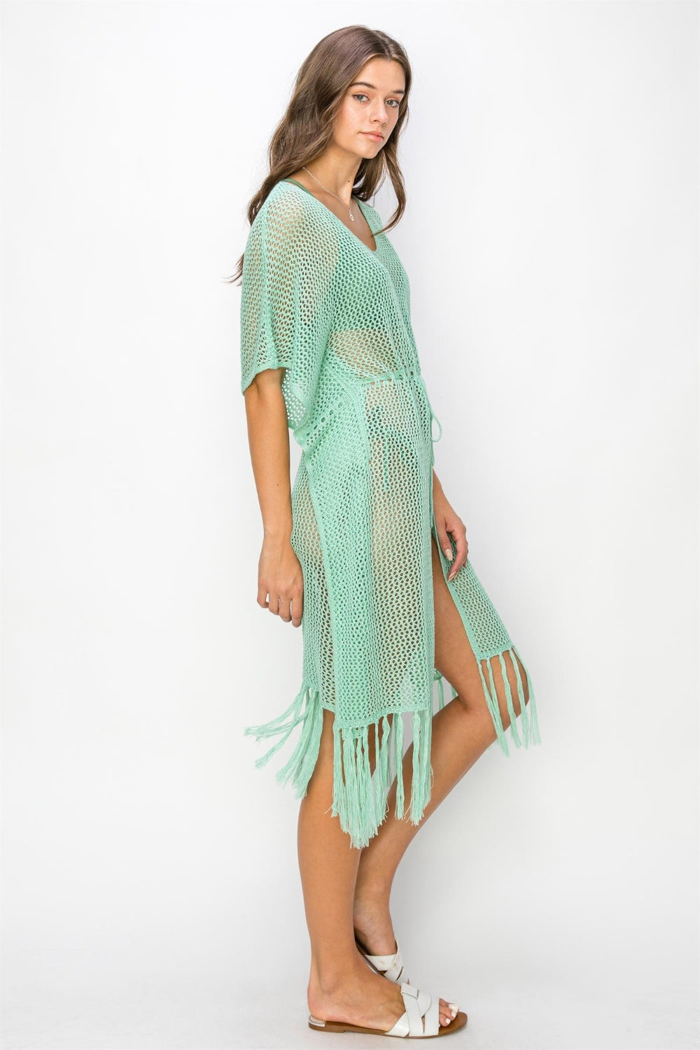 HYFVE Drawstring Waist Fringed Hem Cover Up - UrbanEthereal
