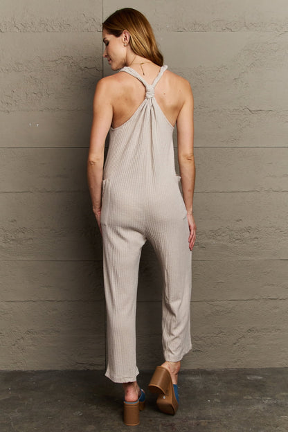 HEYSON Don't Get It Twisted Full Size Rib Knit Jumpsuit - UrbanEthereal