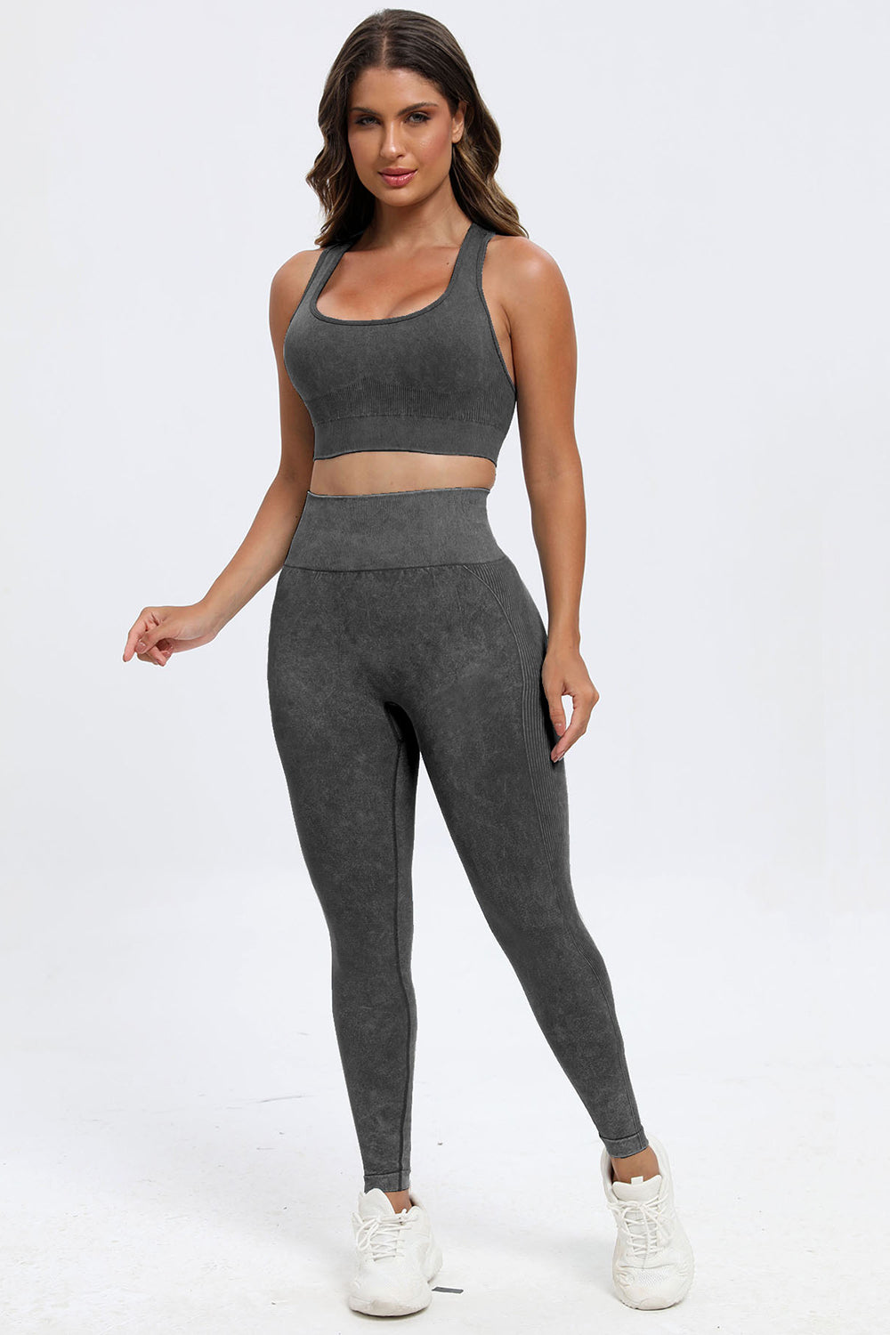 3 Piece Washed Square Neck Wide Strap Active Set - UrbanEthereal