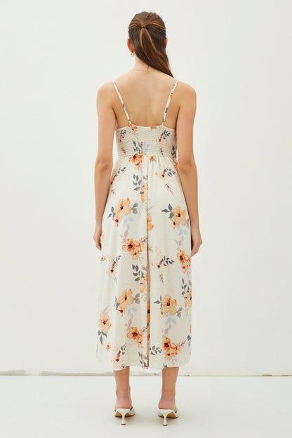 Be Cool Floral Button Down Cami Midi Dress - UrbanEthereal