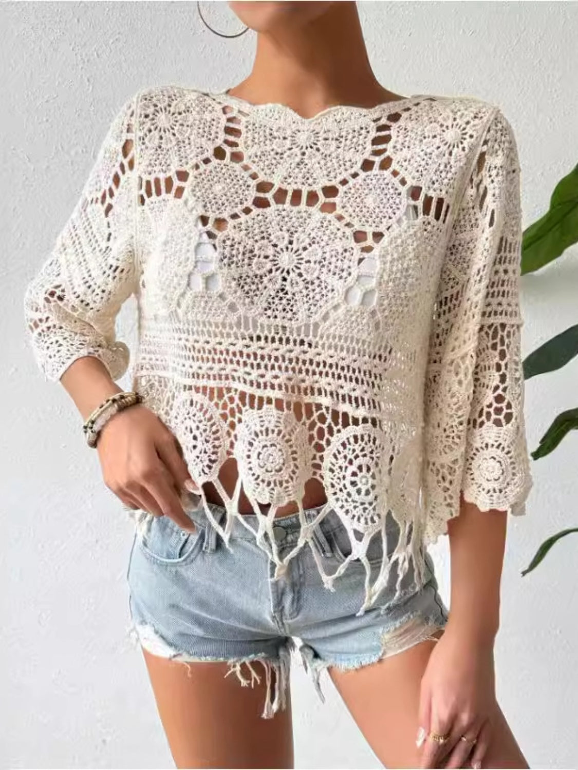 Openwork Round Neck Cover-Up - UrbanEthereal