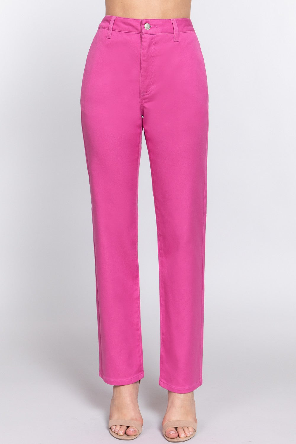 ACTIVE BASIC High Waist Straight Twill Pants - UrbanEthereal