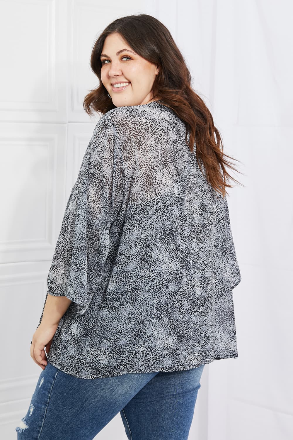 Melody Full Size Snake Print Chiffon Kimono - UrbanEthereal