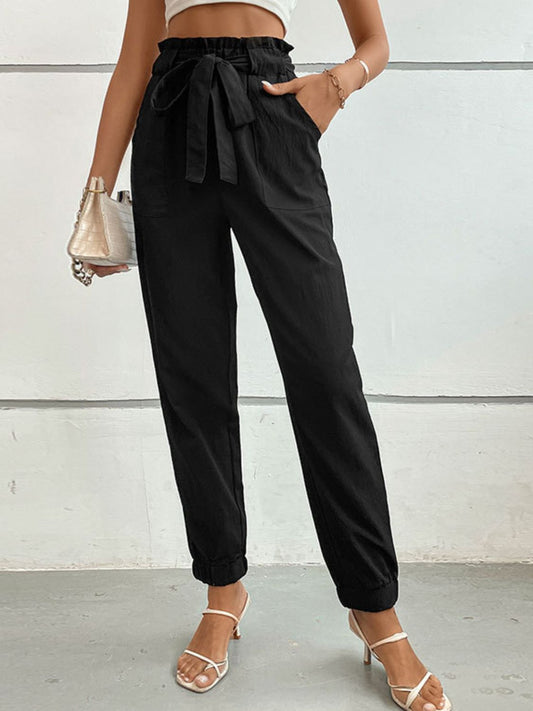 Perfee Tie Front Long Pants