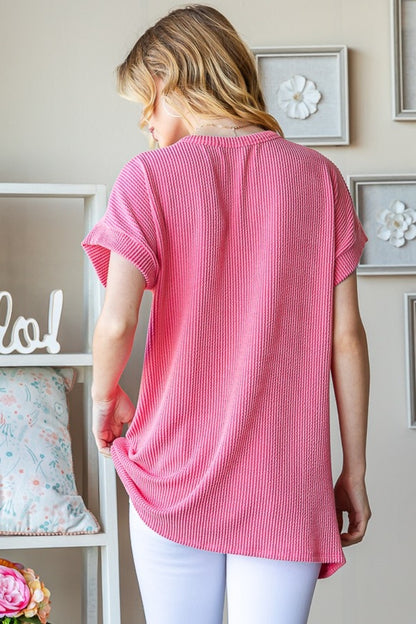 Heimish Full Size USA Graphic Short Sleeve Ribbed Top - UrbanEthereal
