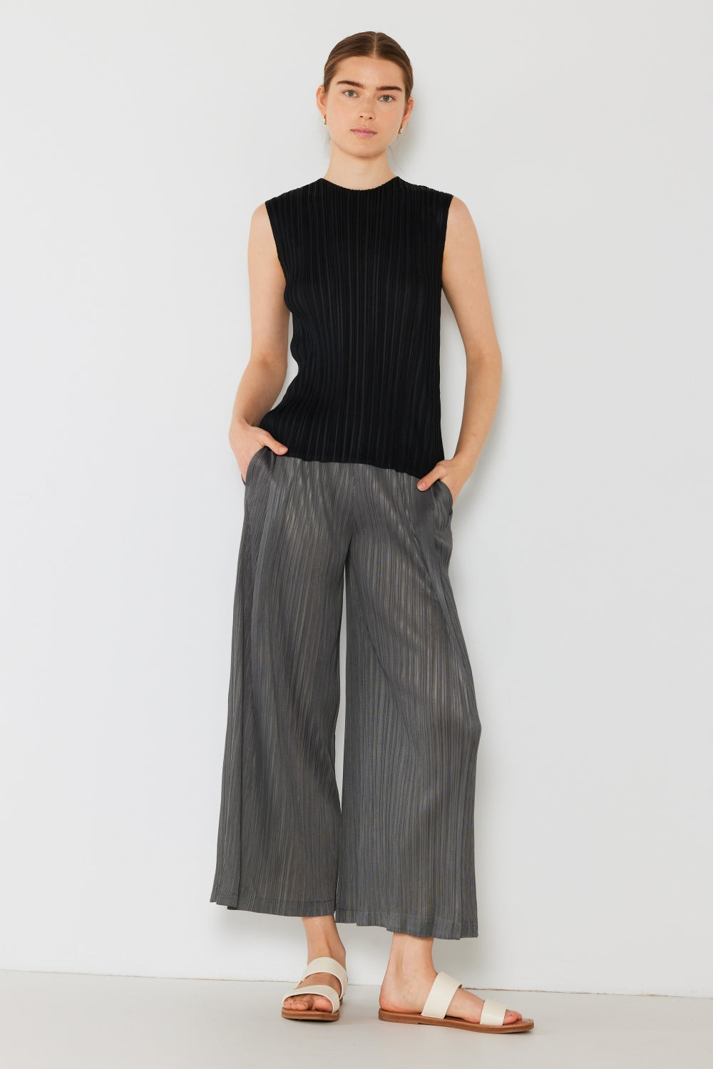 Marina West Swim Pleated Wide-Leg Pants with Side Pleat Detail - UrbanEthereal