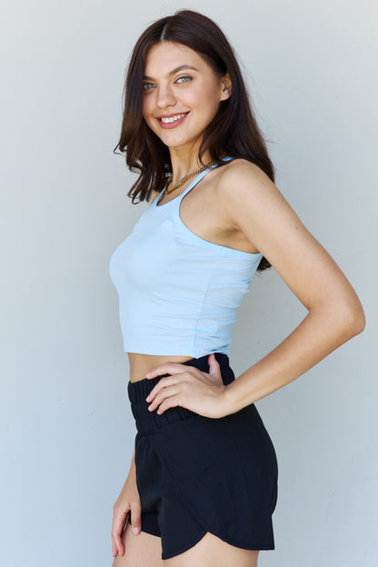 Ninexis Everyday Staple Soft Modal Short Strap Ribbed Tank Top in Blue - UrbanEthereal