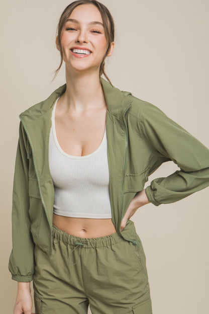 Love Tree Drawstring Hem Hooded Zip-Up Jacket - UrbanEthereal