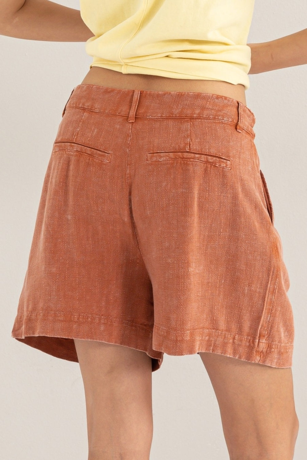 HYFVE High Waist Pleated Linen Shorts - UrbanEthereal