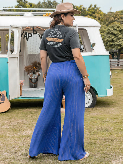 Plus Size Striped Wide-Leg Pants - UrbanEthereal