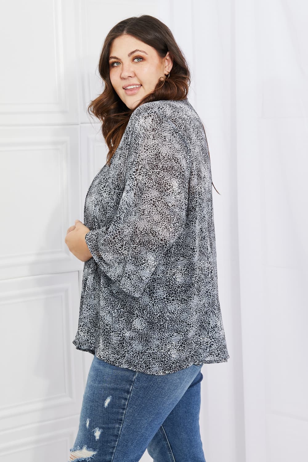 Melody Full Size Snake Print Chiffon Kimono - UrbanEthereal