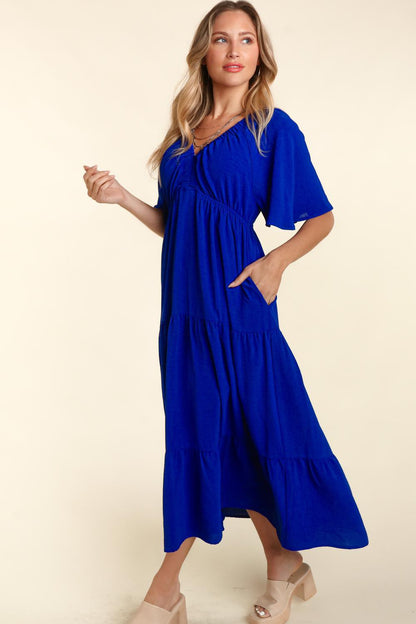 Haptics Tiered Babydoll Maxi Dress with Side Pocket - UrbanEthereal