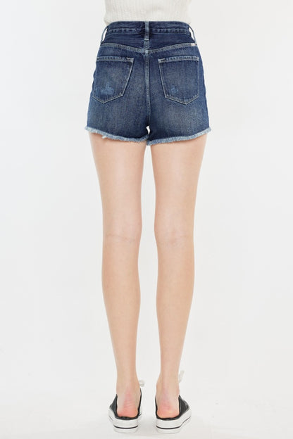 Kancan Raw Hem Button Fly Denim Shorts - UrbanEthereal