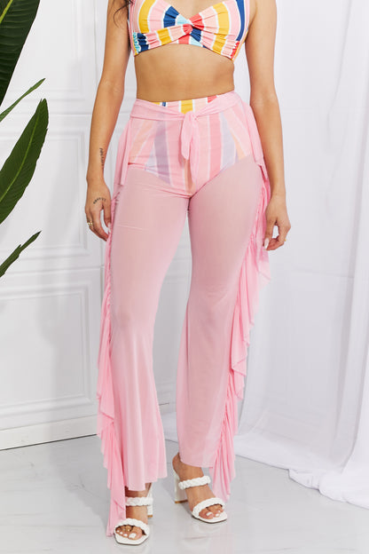 Marina West Swim Take Me To The Beach Mesh Ruffle Cover-Up Pants - UrbanEthereal