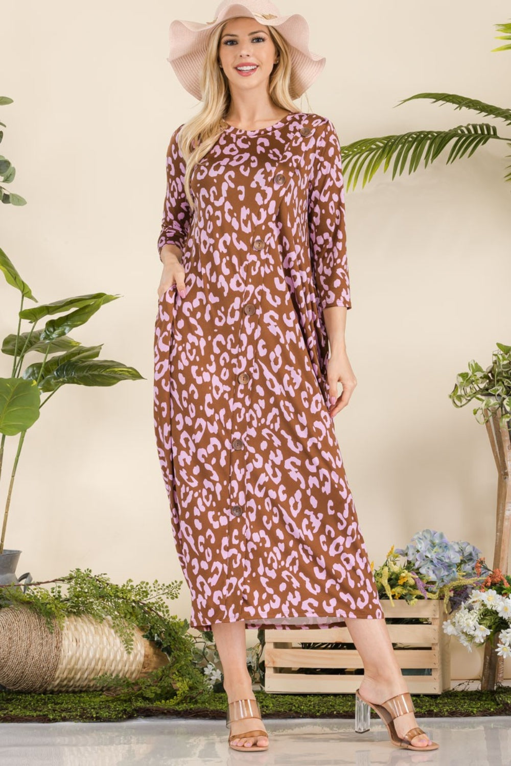 Celeste Full Size Leopard Contrast Dress with Pockets - UrbanEthereal