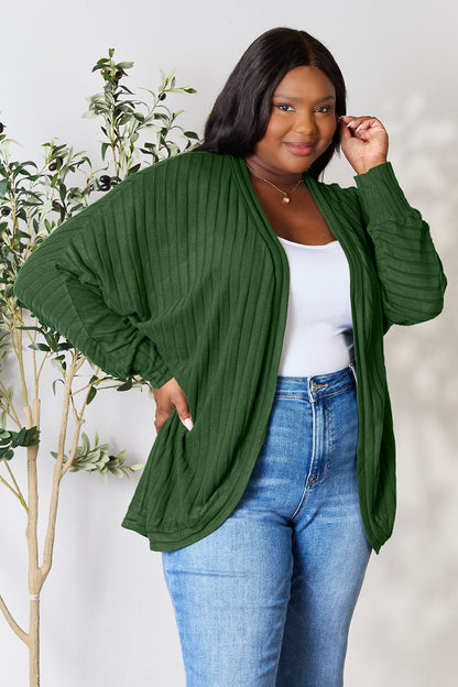 Basic Bae Full Size Ribbed Cocoon Cardigan - UrbanEthereal