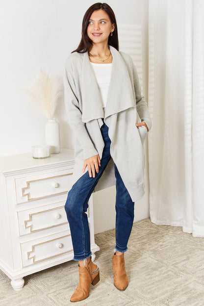 Open Front Duster Cardigan with Pockets - UrbanEthereal