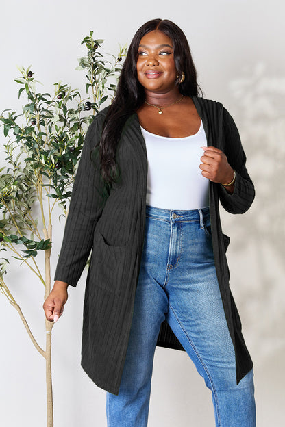 Basic Bae Full Size Hooded Sweater Cardigan - UrbanEthereal