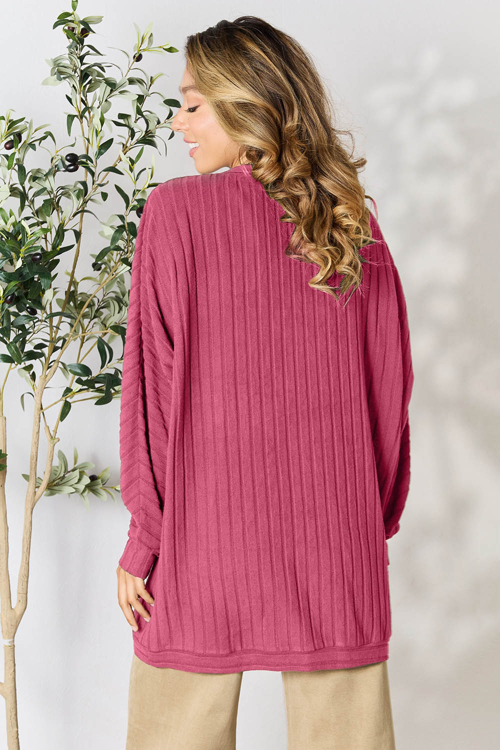 Basic Bae Full Size Ribbed Cocoon Cardigan - UrbanEthereal