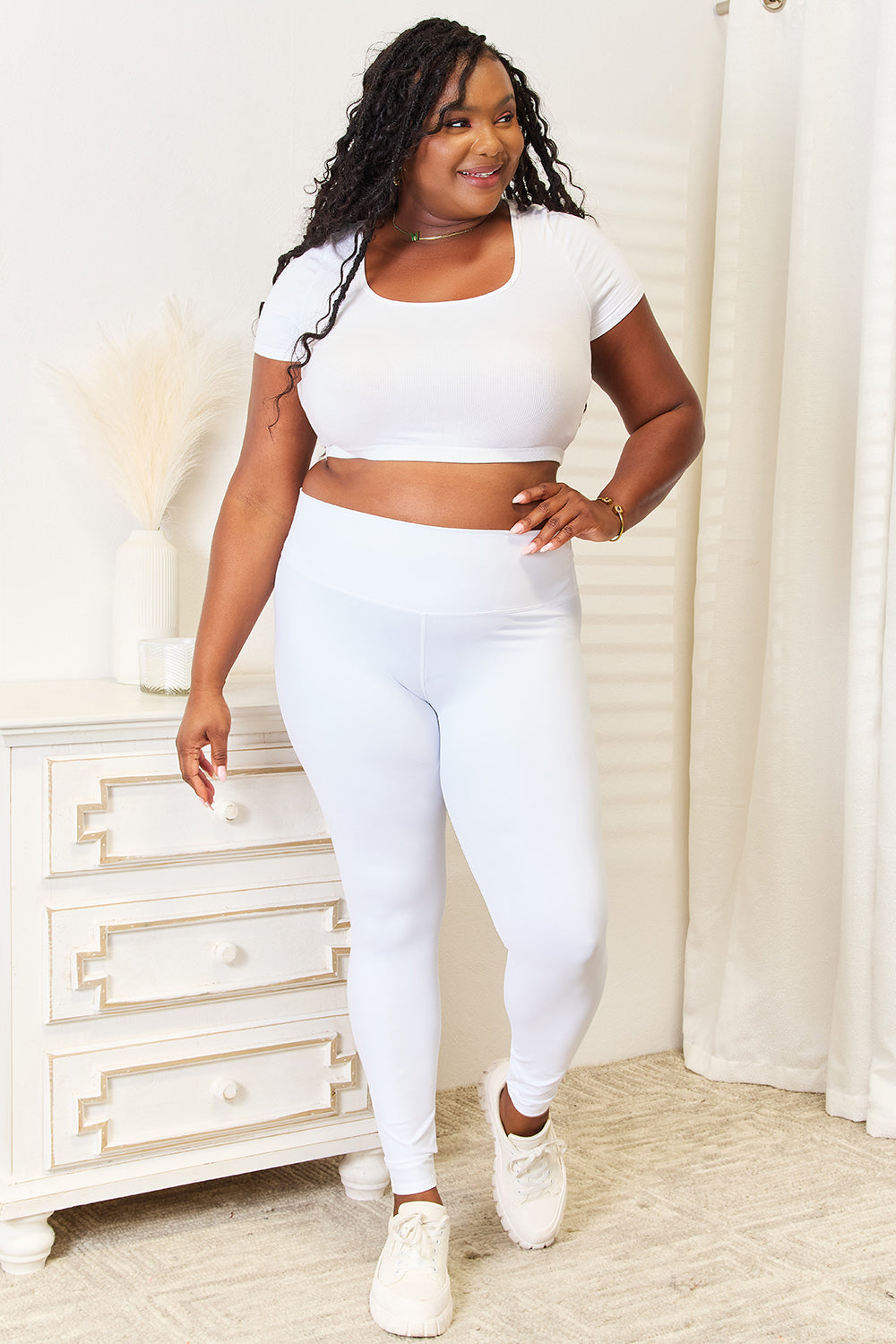 Double Take Wide Waistband Sports Leggings - UrbanEthereal