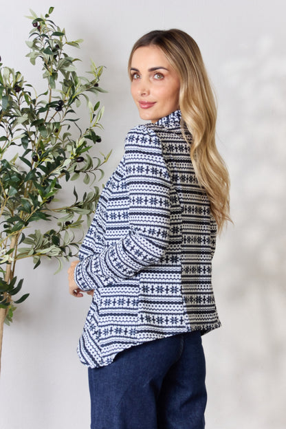 Heimish Full Size Open Front Printed Blazer - UrbanEthereal
