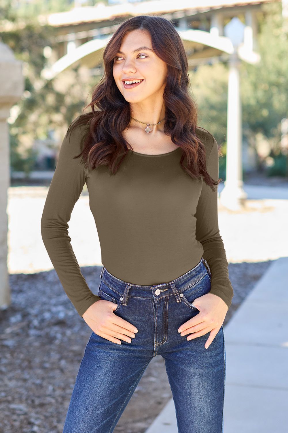 Basic Bae Full Size Round Neck Long Sleeve Bodysuit - UrbanEthereal