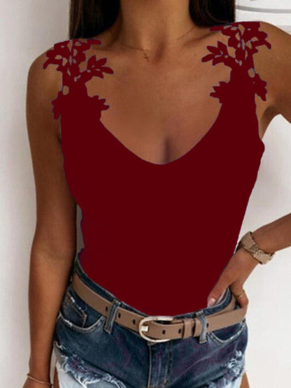 Full Size Lace Detail Scoop Neck Tank - UrbanEthereal