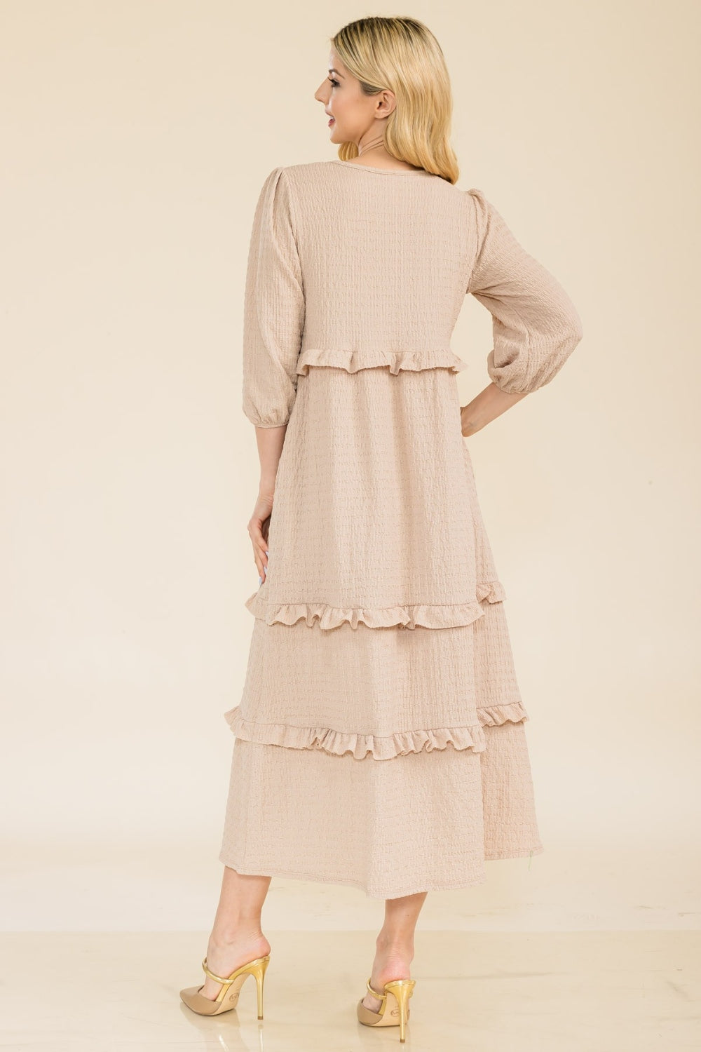 Celeste Full Size Tiered-Ruffle Midi Dress - UrbanEthereal