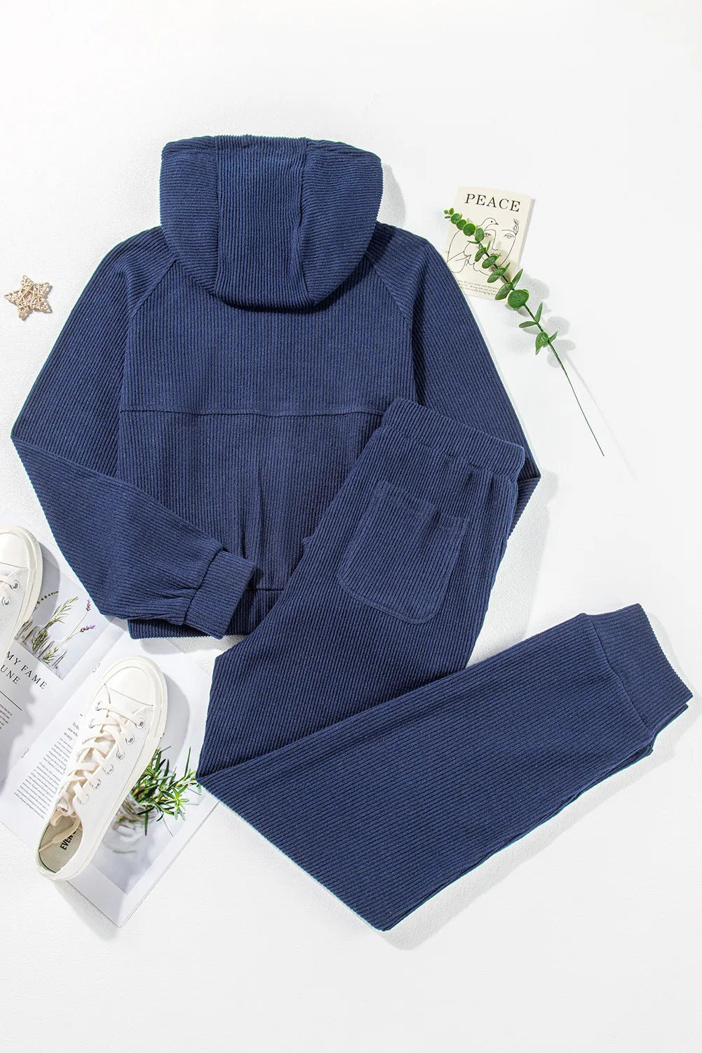 Drawstring Half Zip Hoodie and Joggers Active Set - UrbanEthereal