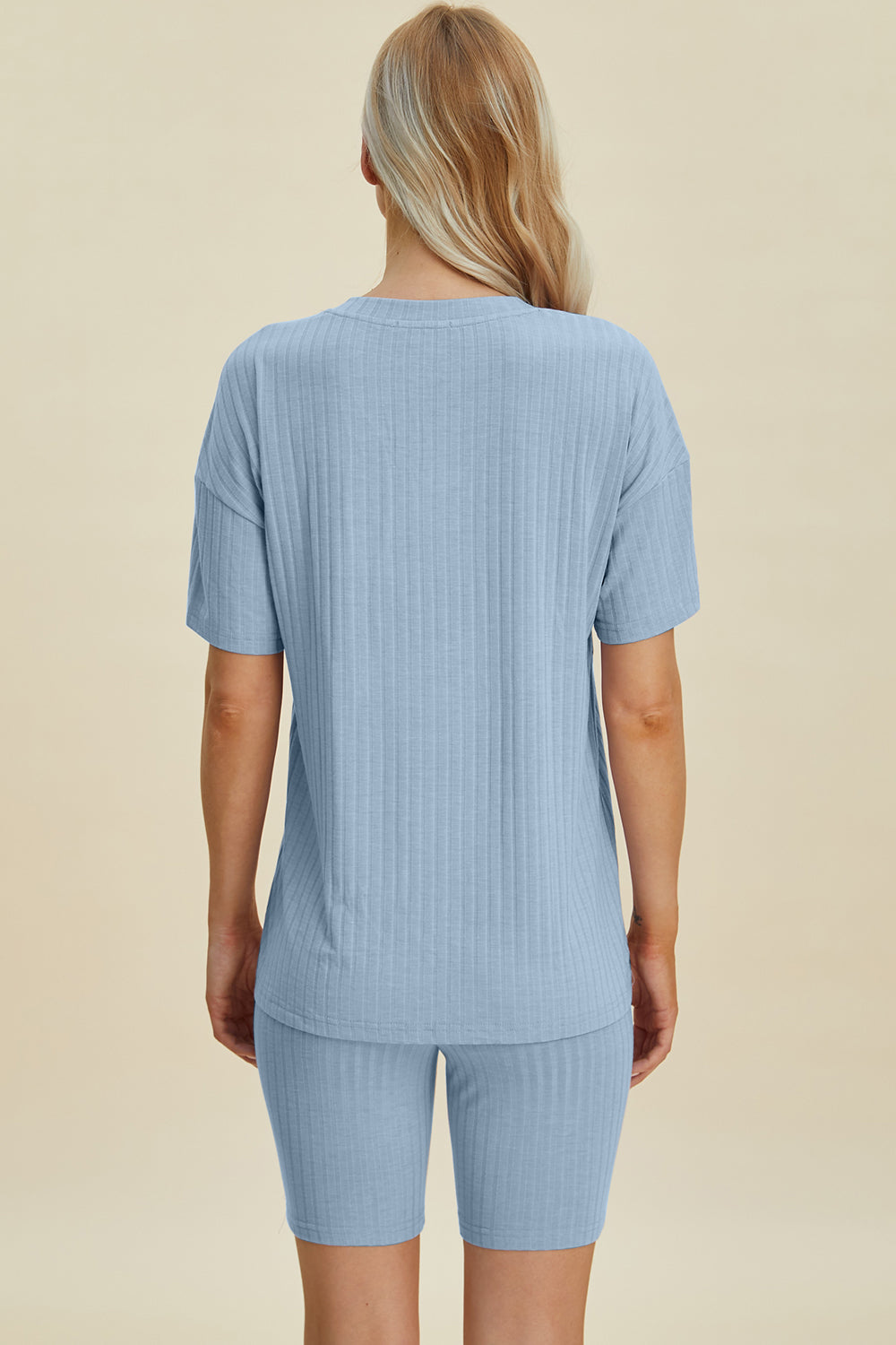 Basic Bae Full Size Ribbed V-Neck Short Sleeve Top and Shorts Set - UrbanEthereal