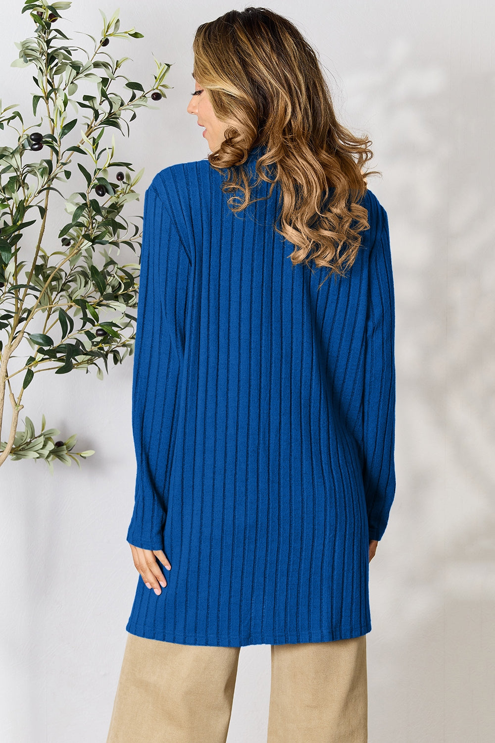 Basic Bae Full Size Ribbed Open Front Cardigan with Pockets - UrbanEthereal