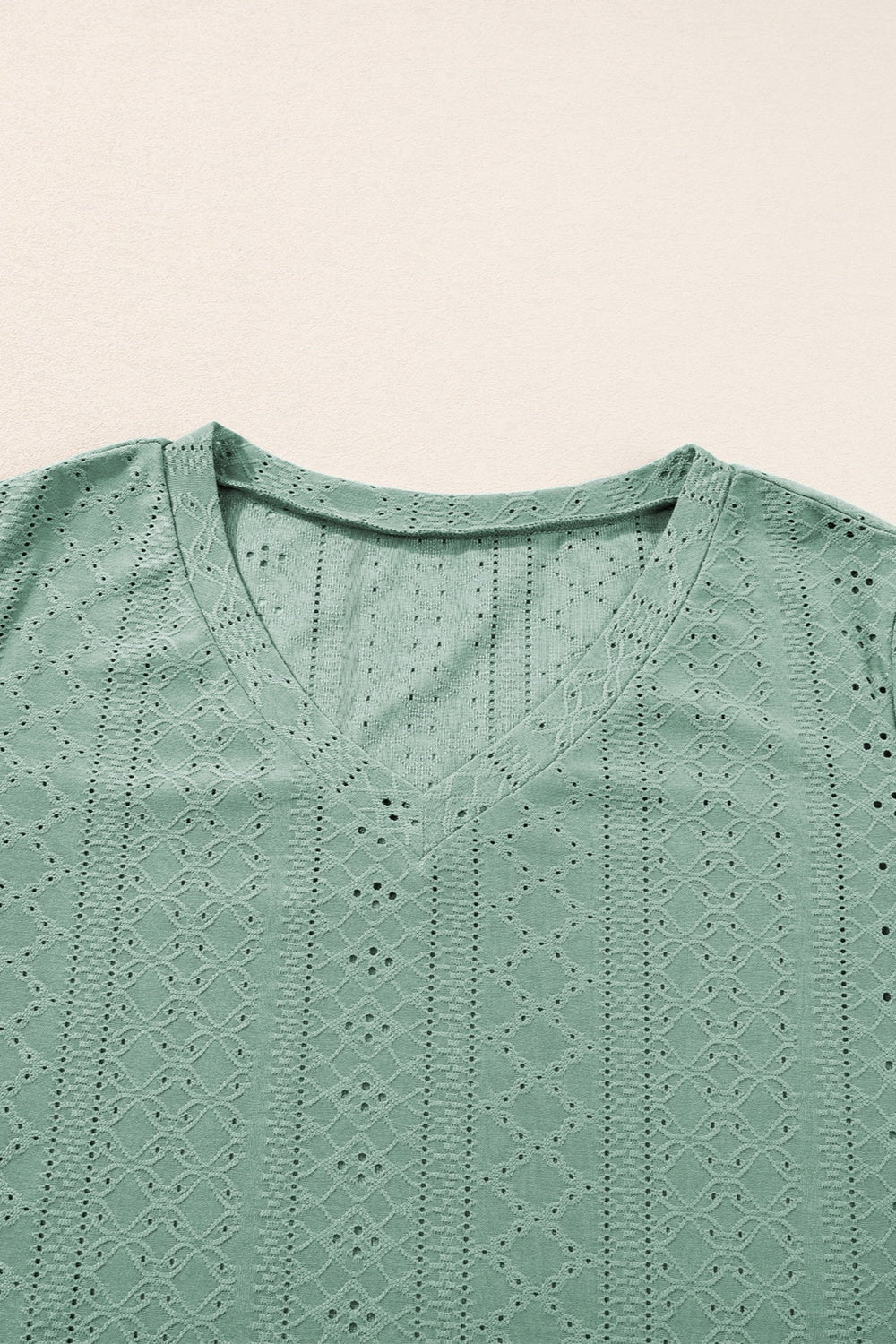 Plus Size Eyelet V-Neck Petal Sleeve Blouse - UrbanEthereal