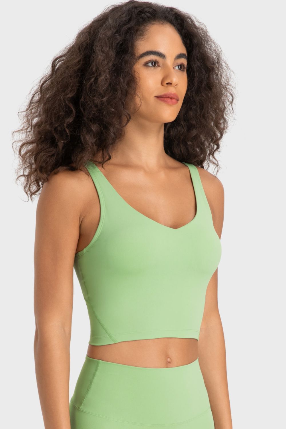 Deep V-Neck Crop Sports Bra - UrbanEthereal