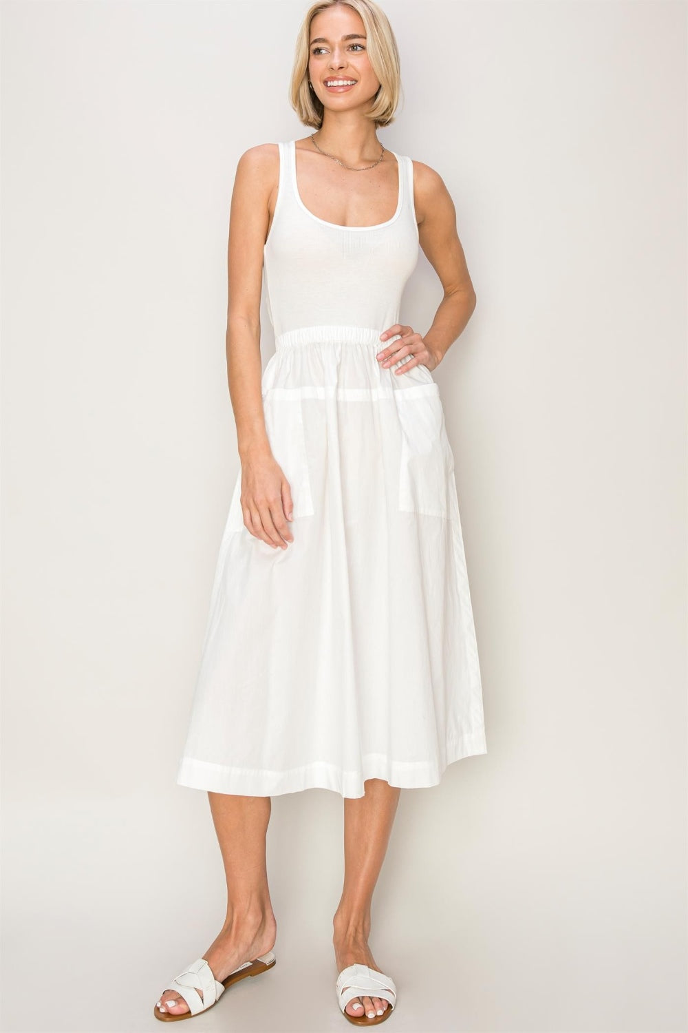 HYFVE Mixed Media Midi Tank Dress - UrbanEthereal