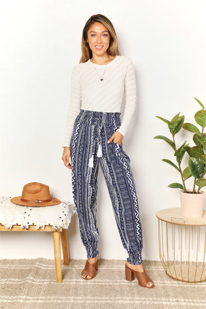 Geometric Print Tassel High-Rise Pants - UrbanEthereal