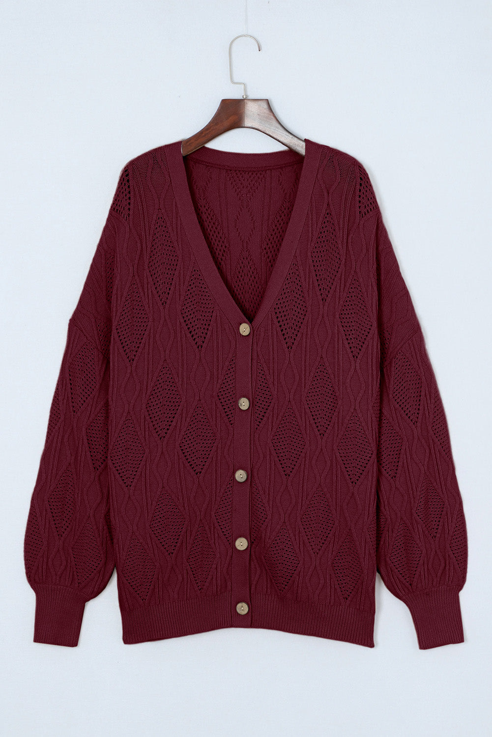 Plus Size Cable-Knit Button Up Sweater - UrbanEthereal
