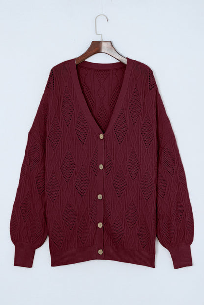 Plus Size Cable-Knit Button Up Sweater - UrbanEthereal