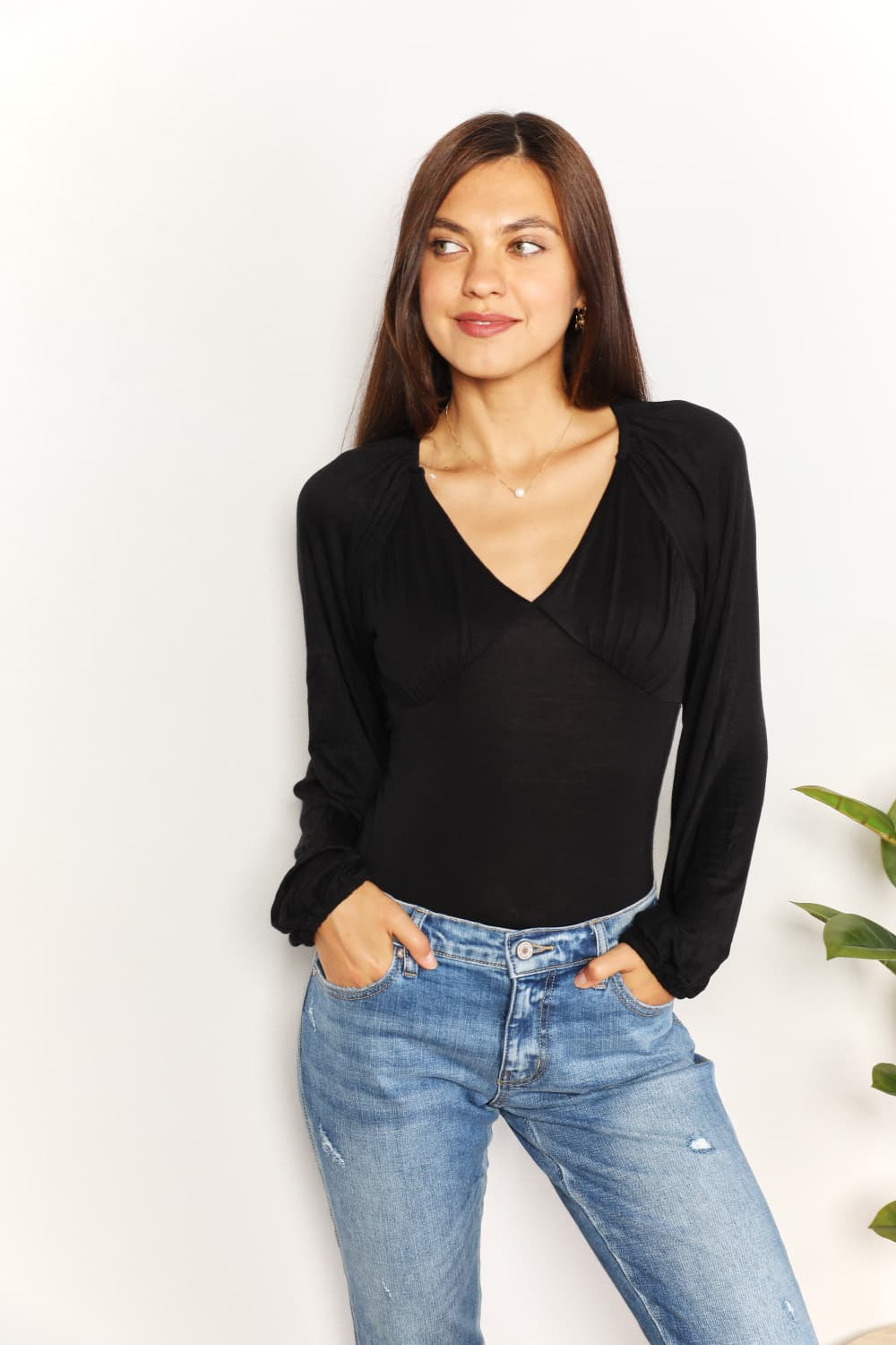 Culture Code Full Size V- Neck Bodysuit - UrbanEthereal